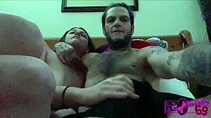 Horny chick teases big white cock with sucking and handjob