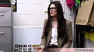 Geeky AMERICAN chick caught SHOPLIFTING, cop INTRODUCES her to BIG FAT cock