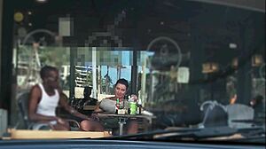 Wife Flashes Upskirt Interracially