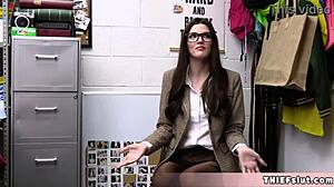 Geeky AMERICAN chick caught SHOPLIFTING, cop INTRODUCES her to BIG FAT cock