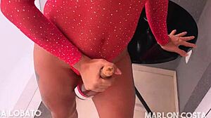 pouring champagne in my girlfriend's big ass, then making her drink my cum from the glass