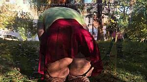 this slut is doing extreme exhibitionism outdoors.