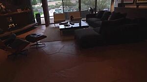 Cock sucking milf gets tits covered with cumshot on Christmas