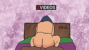 in this anime, the big-ass girl sits hard on the dick