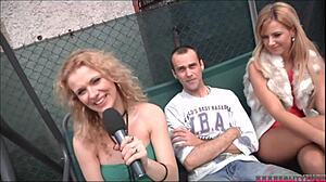 Two busty blondies share dick wildly!