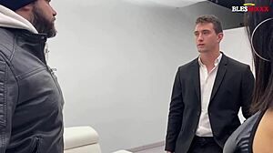 Casual narrative of Valeria Valois and Jimmy Bud in steamy porn backstage