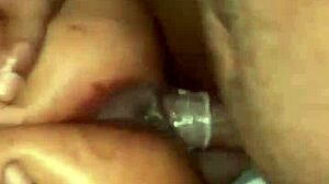 In a steamy threesome, ebony lovers engage in riding, cowgirl, and doggystyle with big cocks and asses.