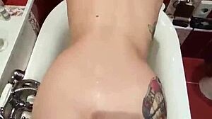 I love seeing that masked brunette gag on cock in the bathroom doggystyle before the cumshot