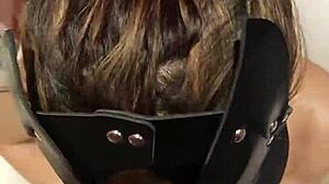 I love seeing that masked brunette gag on cock in the bathroom doggystyle before the cumshot