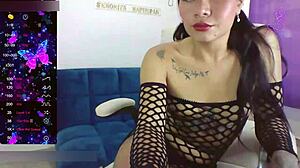 Ts Angelique Monroe Performs Webcam Show In Fishnets