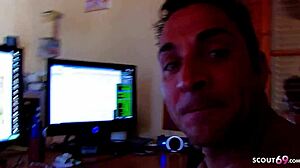 curvy teen 18+ watches porn gets horny seduces to anal threesome dp fuck 😈