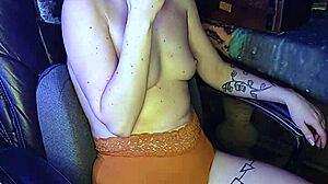 sat down to smoke without a bra. asian cigarette fetish in naked sexy pose.