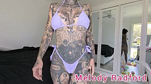 Pink and purple lingerie try on