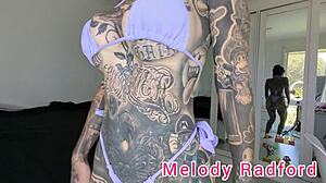 Pink and purple lingerie try on