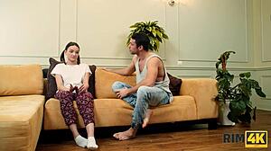 in this rim4k scene, the brunette mistress gets her ass licked by the teen in stockings