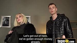 Tatted Euro Blonde Cuckolds Boyfriend for Big Cash