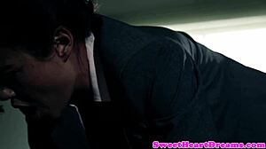 Lesbian secretary licks busty teen 18+ pussy!