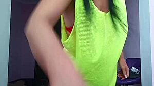 Hot girl gives jerk off instructions with foot fetish, humiliation, and mouth fuck in femdom bdsm.