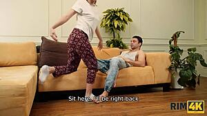 in this rim4k scene, the brunette mistress gets her ass licked by the teen in stockings