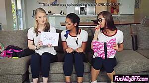 petite teen 18+s fuck a friend's big dick in a foursome