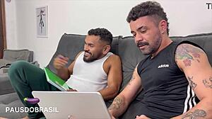 estudante twink sucks big cock in gay bareback blowjob, monster assfucking