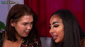 I feel these femdom babes tugging my cock in a clothed hj threesome