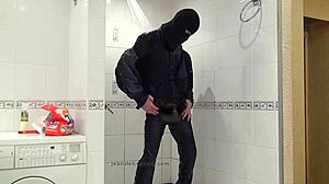 the master in blue jeans washing his feet in the bath 😏