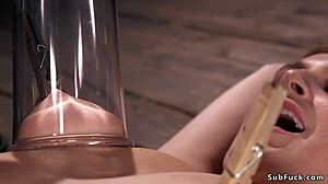 Hairy pussy brunette tits tormented, she whispers in bondage.