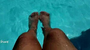 Feet splashing in the pool water?