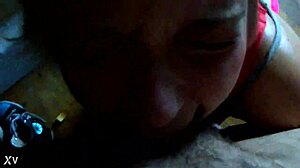 Madi, the teen 18+ whore, eagerly performs deepthroat blowjob on a massive cock in amateur scene.