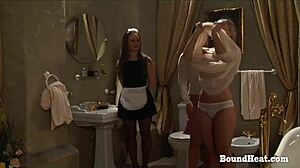 European Teen Babe In Lingerie Preparing For Show And Sale