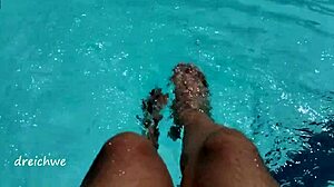 Feet splashing in the pool water?