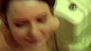 Hot Girlfriend Receives Facial Cumshot From Friend In Bathroom