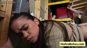 Sexy teen brunette gets pink pussy pounded by big white dick