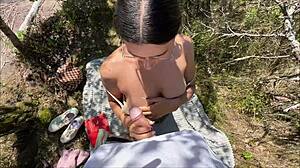 Man, I totally messed up... gave my cute girlfriend cum in public!