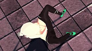 spider-gwen gwen stacy masturbates then gets fucked on rooftop