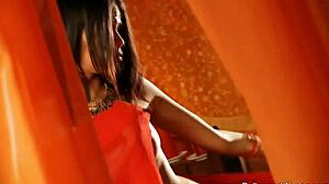 Seductive Brunette Milf Undresses in Provocative Dance, Ripping Clothes