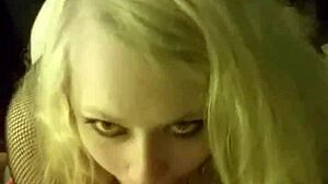 a busty blonde girlfriend films homemade videos with her friend, showcasing big tits and ass in amateur couple compilations.