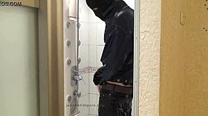 the master in blue jeans washing his feet in the bath 😏