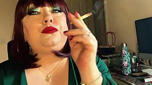 Chubby European mistress Tina Snua chain smokes while relaxing