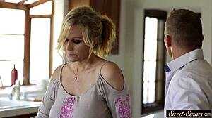 Stunning Stepmom SPREADS LEGS Wide for Stepson's Deep Thrust