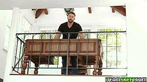 Kiara Cole eagerly swallows Will Pounders' big cock in a deepthroat session, bending over for fingering and a facial.