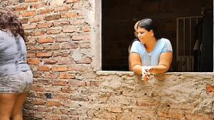 Perverted stepfather fucks stepdaughter's ass while wife does laundry 😱