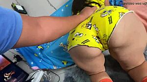 Stepsister Excited Watching American Pie, Groped in Pajamas, Suck My Dick