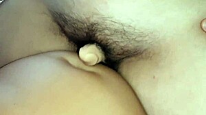 i rub pussy on strapon and boobs. and cum with orgasm