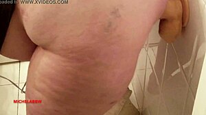 Fat BBW Masturbates With Big Dildo In Bathroom