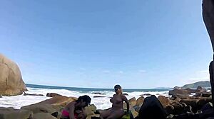 Wild beach orgy at Galheta with Ines Ventura and Joy Cardozo