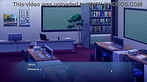 Hentai game part 2: secretary double penetrated with toys and blowjob