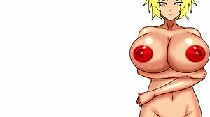 Anime slut painted with big tits