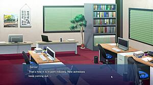 Hentai game part 2: secretary double penetrated with toys and blowjob